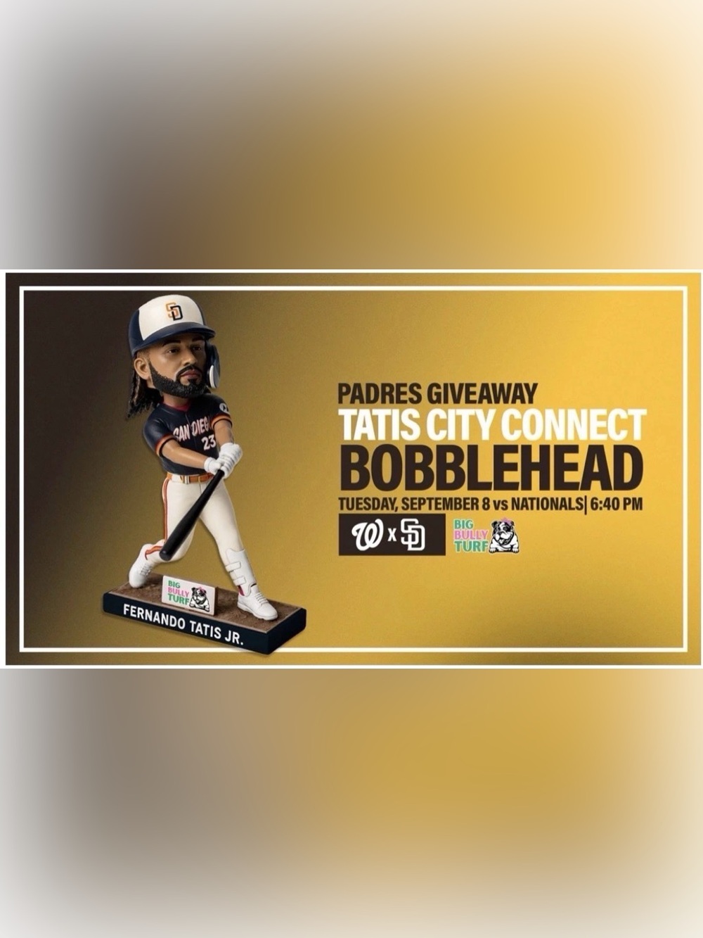 San Diego Padres Fernando Tatis Jr. City Connect Bobblehead SGA 9/8/2026